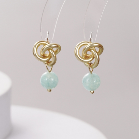 Gracee Jewellery Gold Celtic Knot Blue Earrings