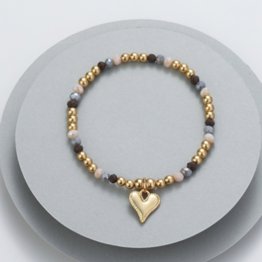 Gracee Jewellery Gold Beads & Heart Bracelet