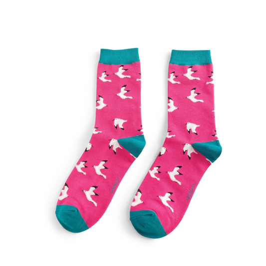 Miss Sparrow Fuschia Pink Seagulls Socks