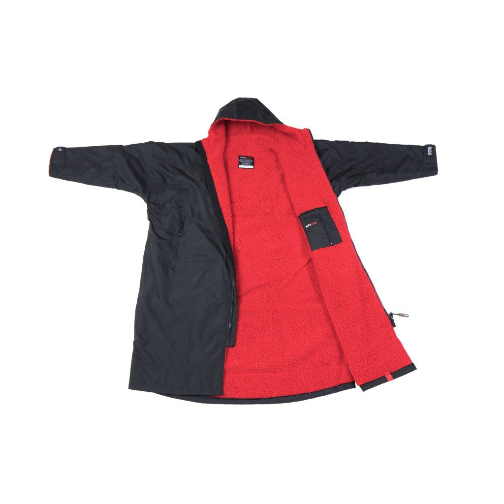 dryrobe Long Sleeve Black & Red Changing Robe (Adult)
