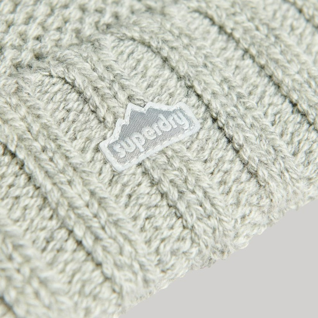 Superdry Cable Knit Light Grey Bobble Hat
