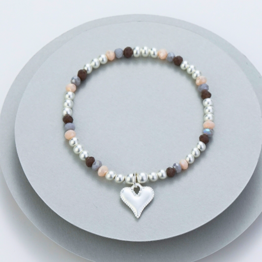 Gracee Jewellery Silver Beads & Heart Bracelet