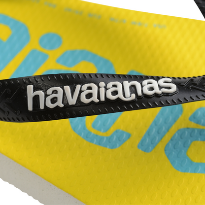 Havaianas Logo Yellow, White & Black Flip Flops