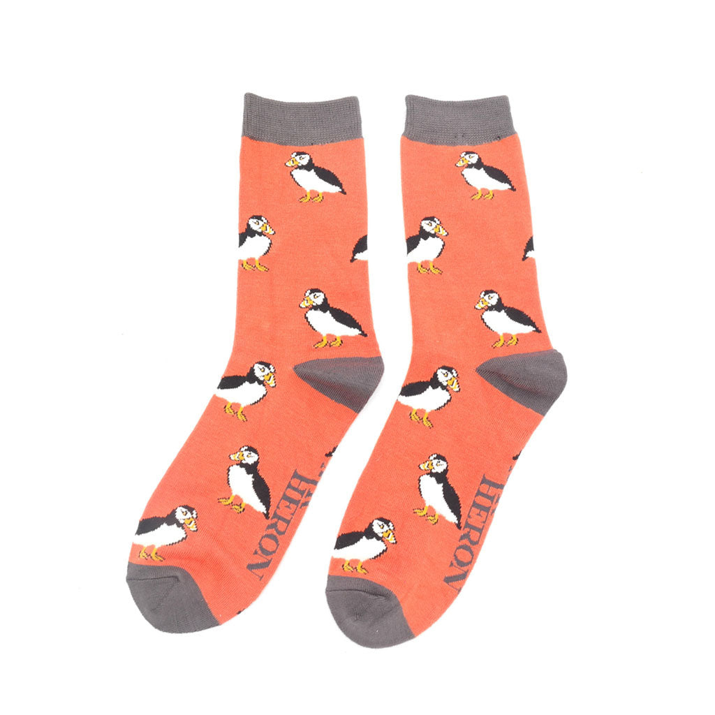 Mr Heron Orange Cute Puffin Socks