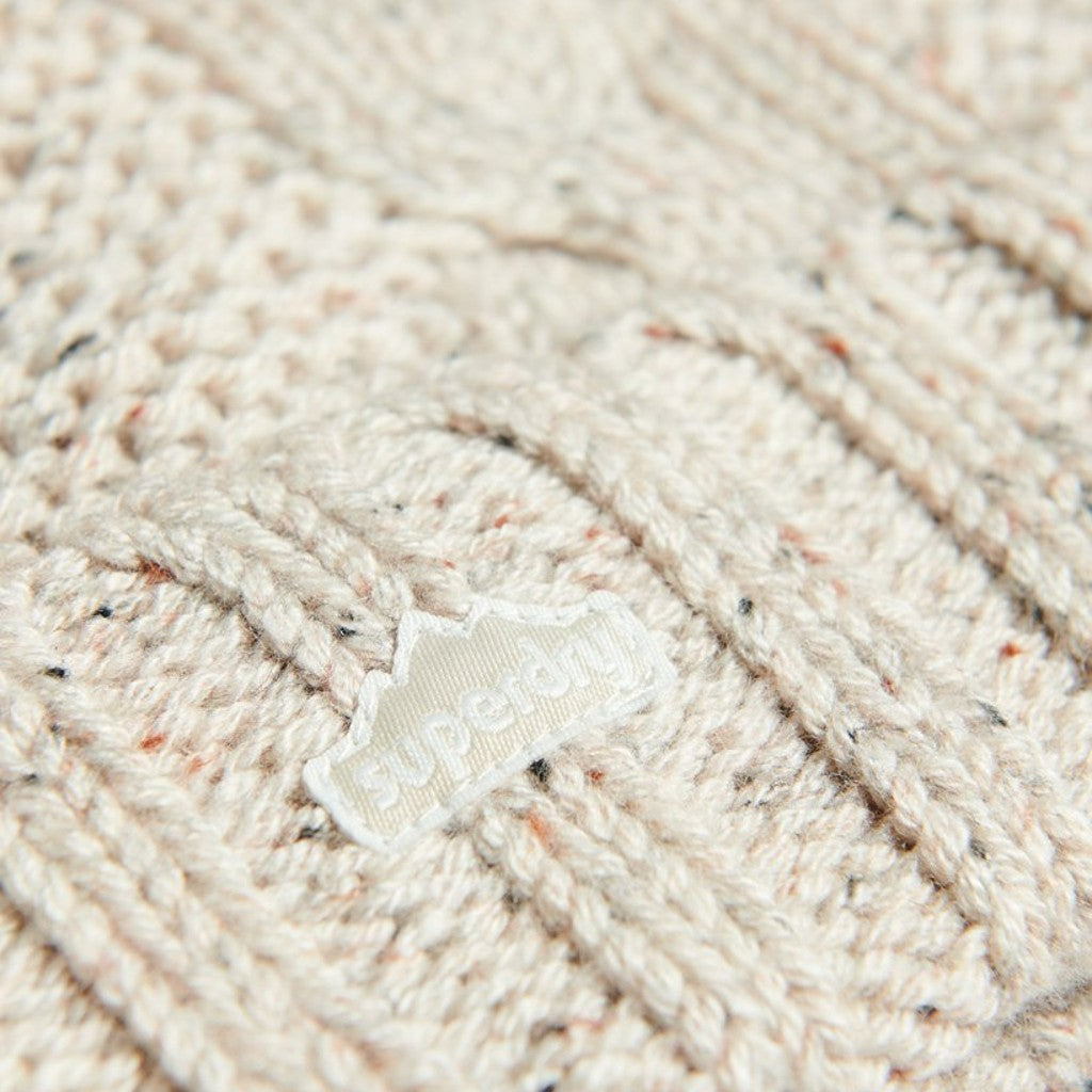 Superdry Cable Knit Oatmeal Bobble Hat