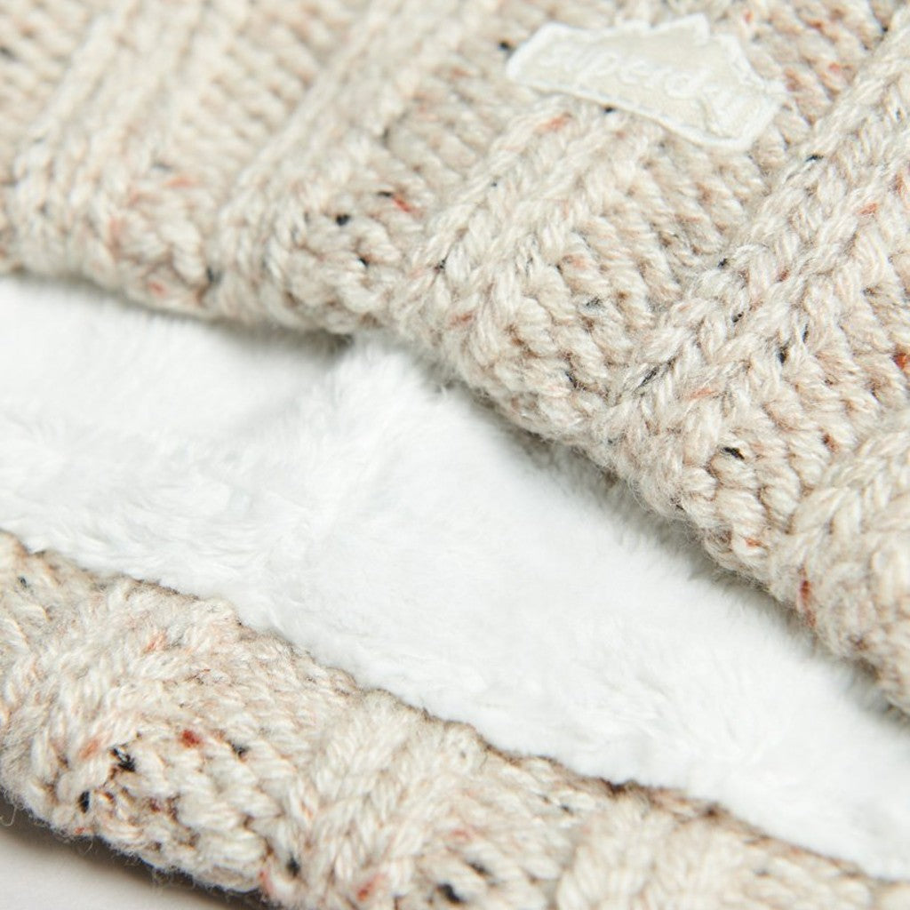 Superdry Cable Knit Oatmeal Bobble Hat