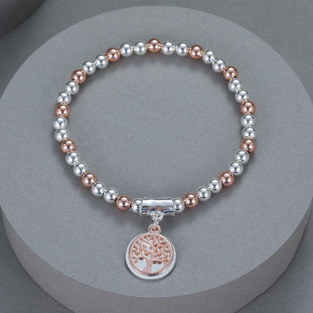 Gracee Jewellery Silver & Rose Gold Tree of Life Bracelet
