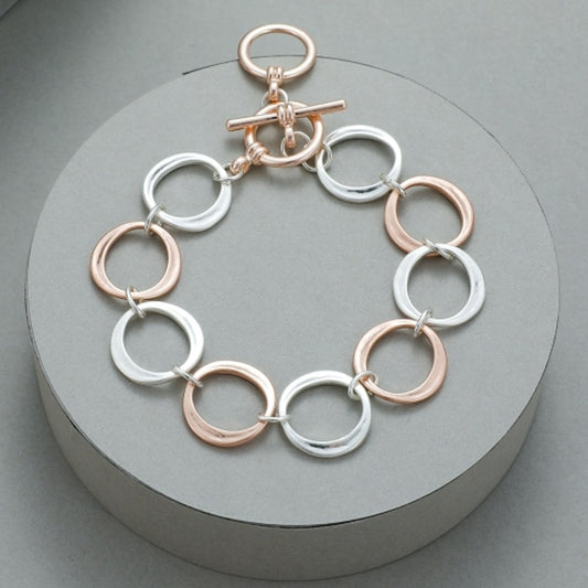 Gracee Jewellery Silver & Rose Gold Circle Bracelet
