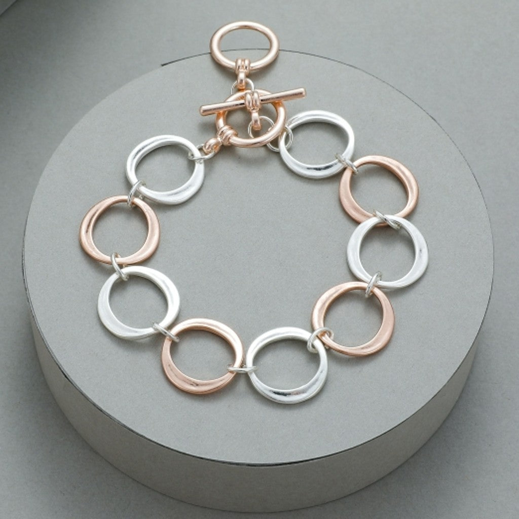Gracee Jewellery Silver & Rose Gold Circle Bracelet
