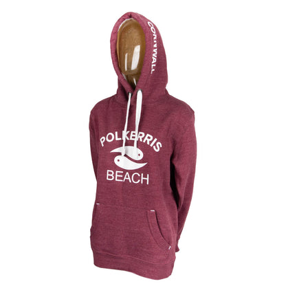 Polkerris Beach Burgundy Hoodie (Adult)