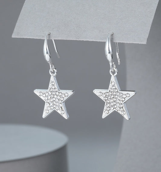 Gracee Jewellery Crystal Silver Star Earrings