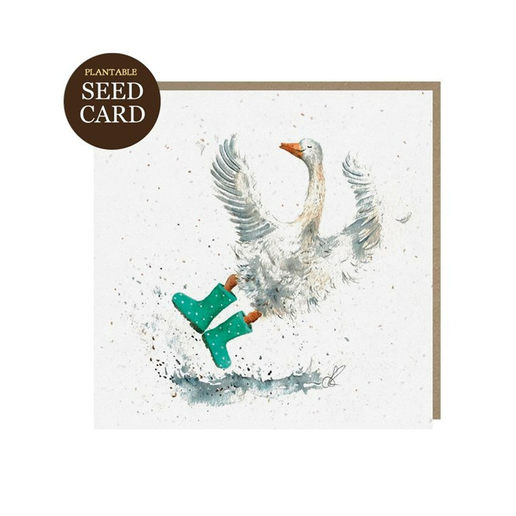 Illustrated Duck in Wellies Seed Card