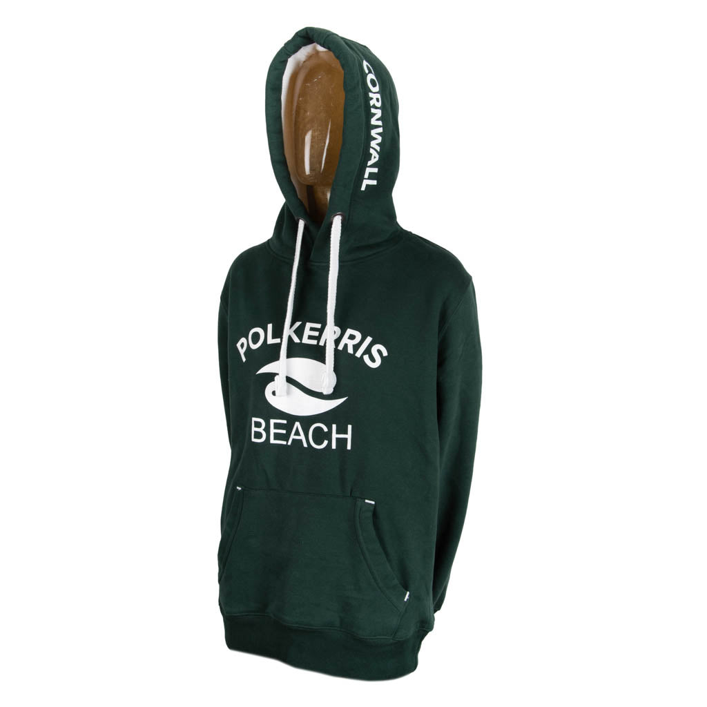 Polkerris Beach Forest Green Hoodie (Adult)
