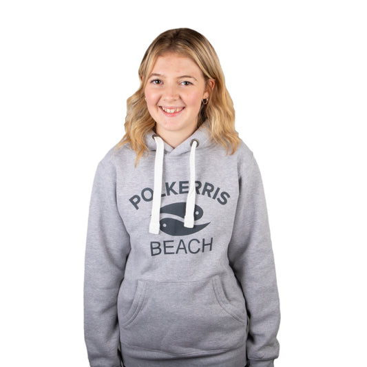 Polkerris Beach Grey Hoodie (Adult)