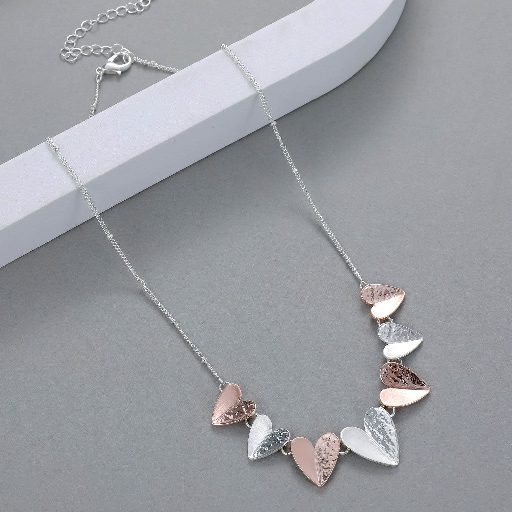 Gracee Jewellery Silver & Rose Gold Hearts Necklace