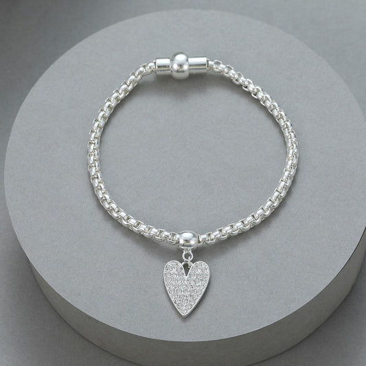 Gracee Jewellery Silver Link Heart Bracelet