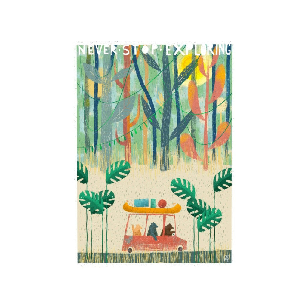 Jago Illustration Three Bears in a Van A4 Print