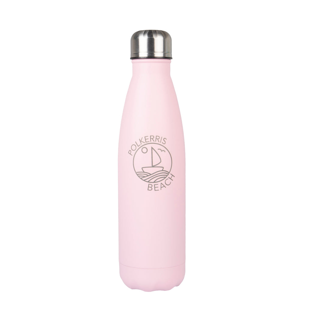 Polkerris Sail Boat Logo Pink Water Bottle