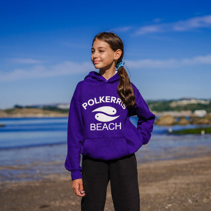 Polkerris Beach Purple & White Hoodie (Kids)