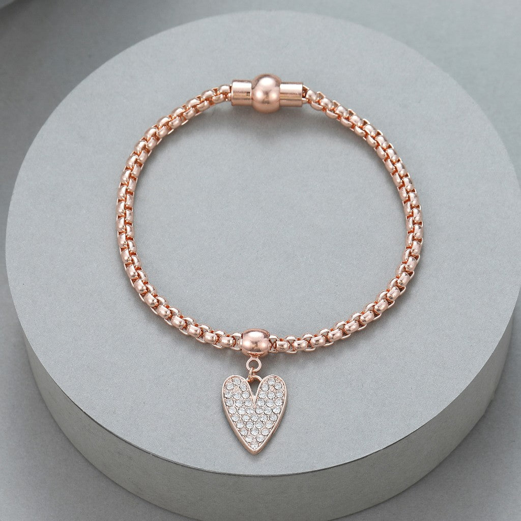 Gracee Jewellery Rose Gold Link Heart Bracelet
