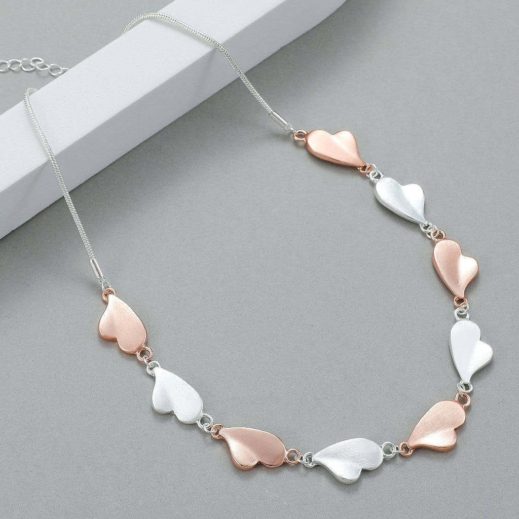 Gracee Jewellery Silver & Rose Gold Hearts Necklace