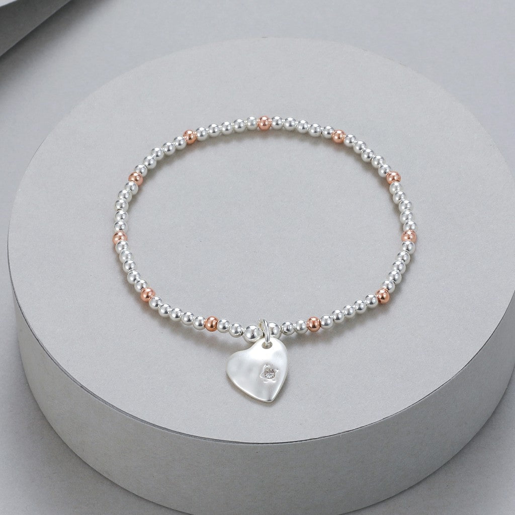 Gracee Jewellery Silver & Rose Gold Heart Bracelet