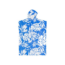 Load image into Gallery viewer, Roxy Blue Tropical Leaves Poncho Towel
