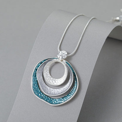 Gracee Jewellery Silver & Blue Layered Disc Necklace
