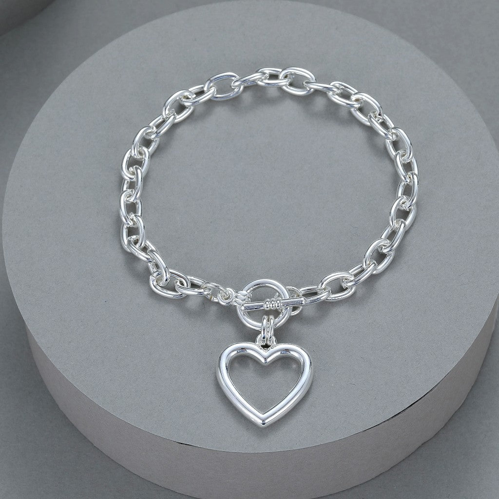 Gracee Jewellery Silver Link & Heart Bracelet