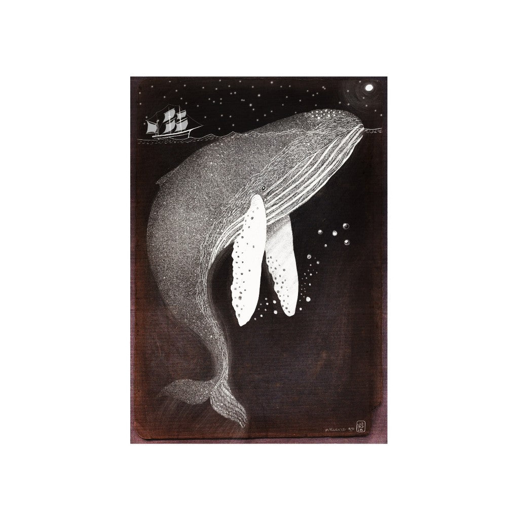 Jago Illustration Silver Humpback Whale A4 Print