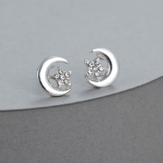 Gracee Jewellery Silver Moon & Star Earrings