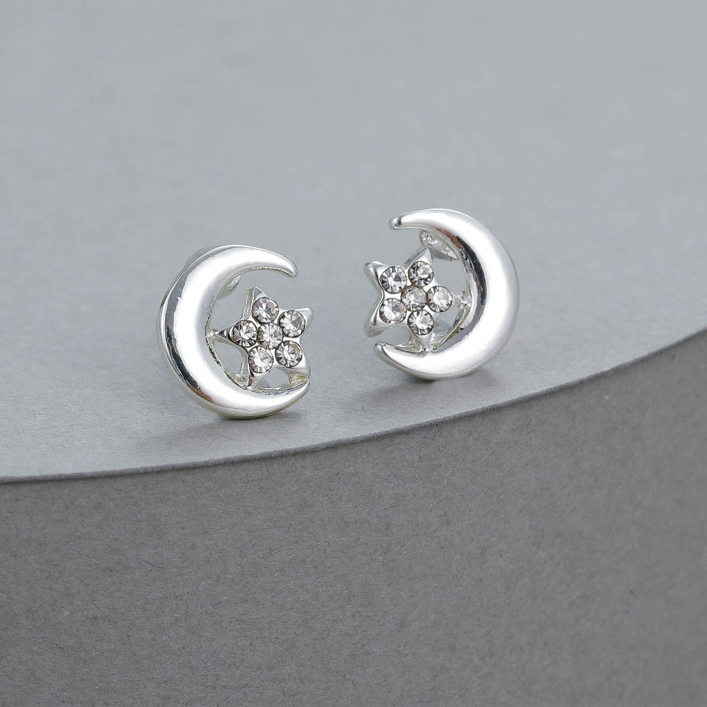 Gracee Jewellery Silver Moon & Star Earrings