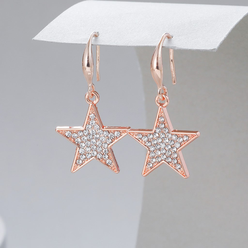 Gracee Jewellery Crystal Rose Gold Star Earrings