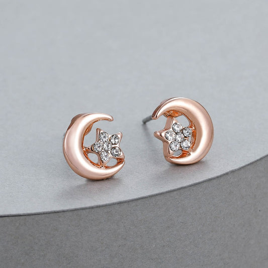 Gracee Jewellery Rose Gold Moon & Star Earrings