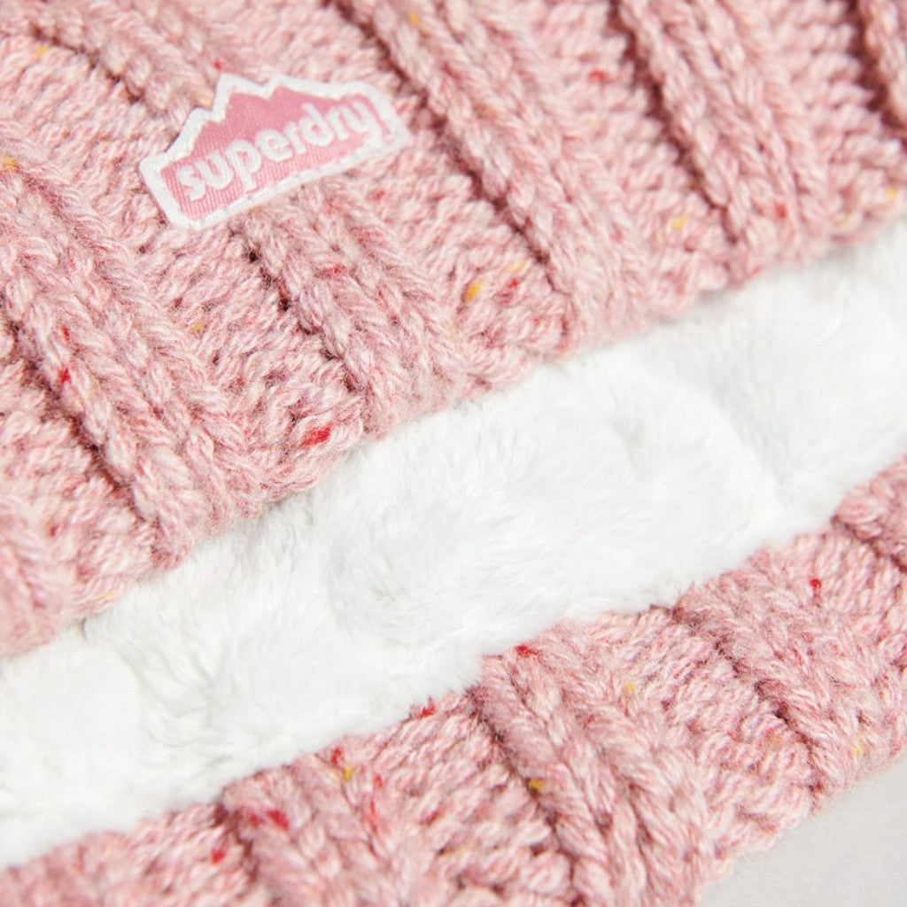 Superdry Cable Knit Pink Bobble Hat