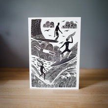 Load image into Gallery viewer, Jago Illustration Surfers &amp; Swimmers Greetings Card
