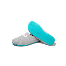 Load image into Gallery viewer, Mercredy Grey &amp; Turquoise Slippers
