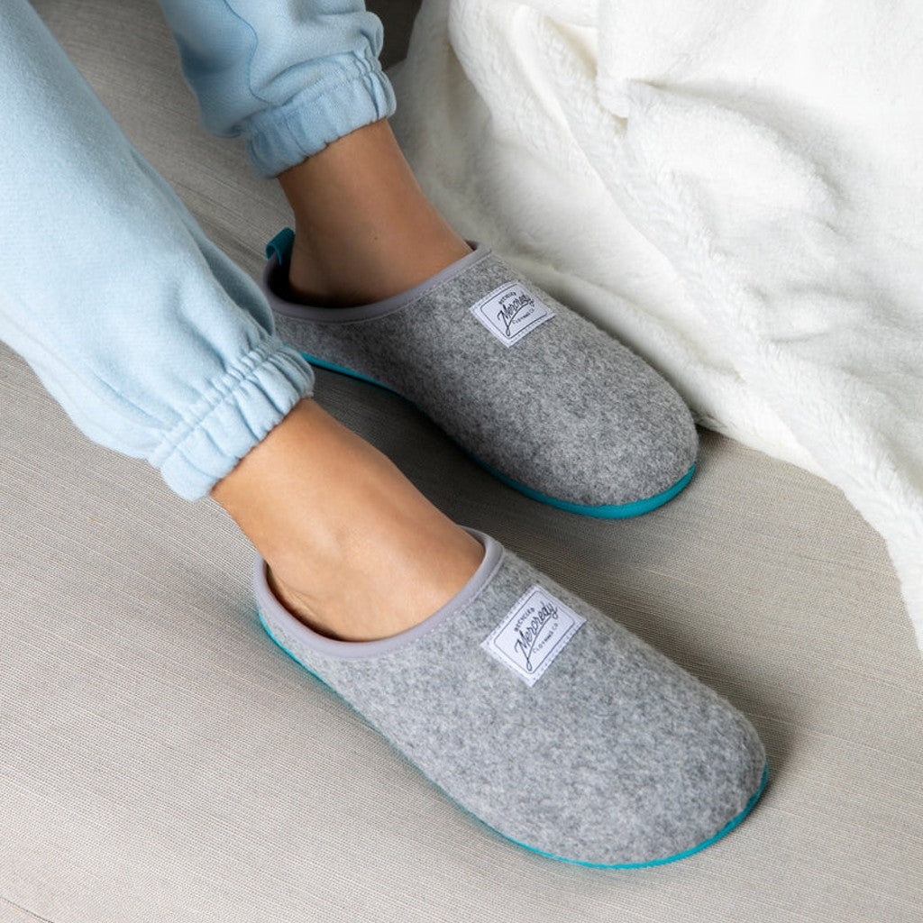 Mercredy Grey & Turquoise Slippers