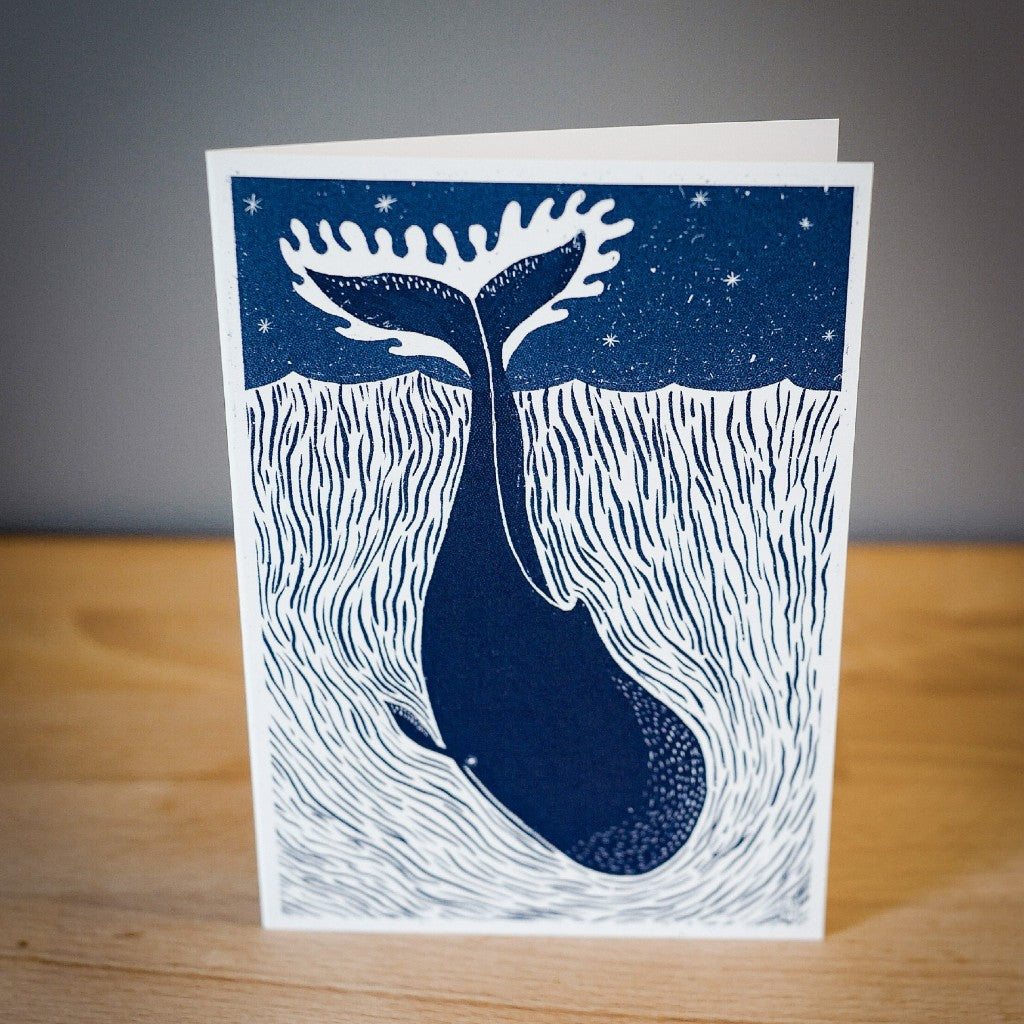 Jago Illustration Whale in Water Greetings Card